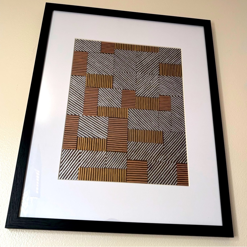 NEW Original Abstract Modern Geometric Art Print w/ Black Frame. 1 of 1